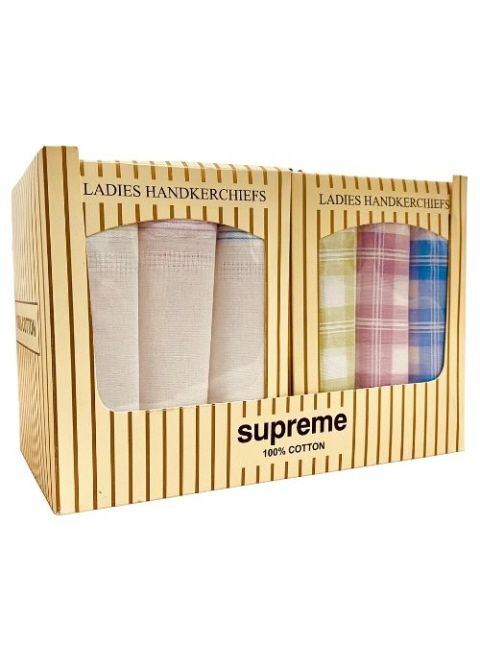 Box of 100% Cotton Ladies Hankies 3 in pack